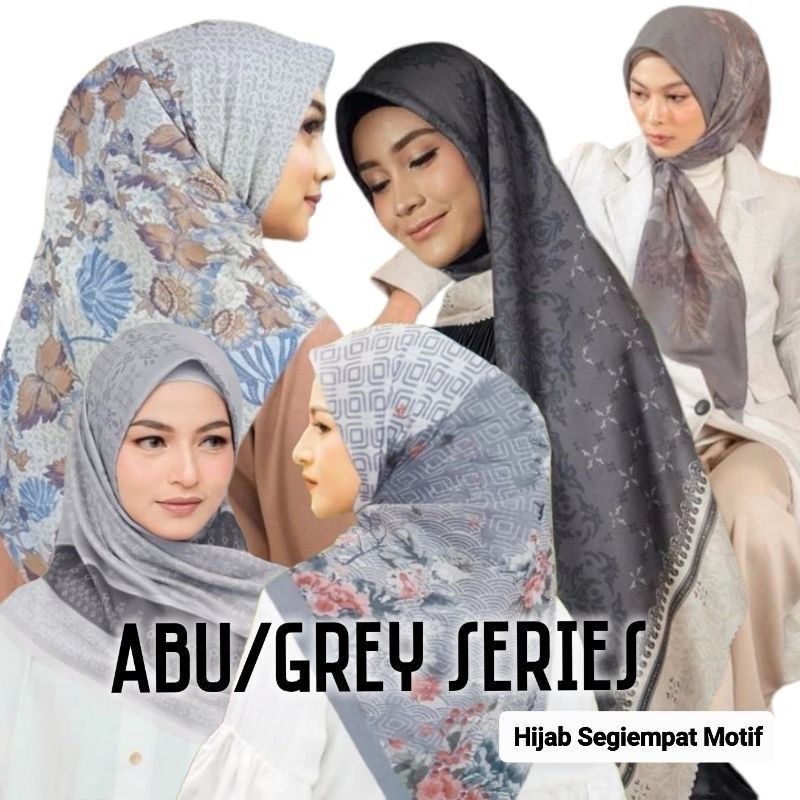 Hijab Segiempat Motif Warna Abu/Grey Series