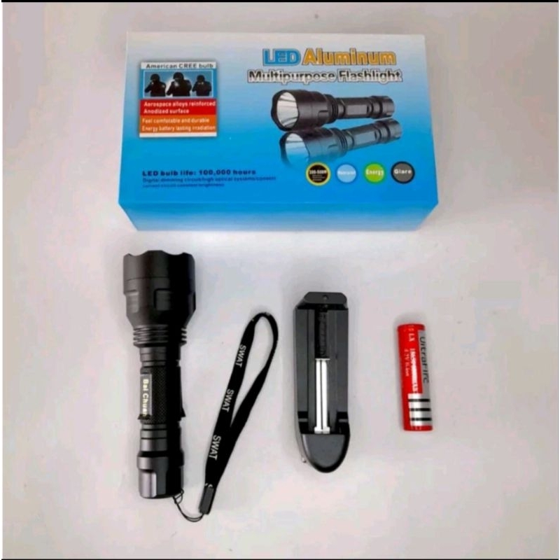 Senter c8 LED Fokus Cahaya Kuning Swat Police 99000W Waterproof C29