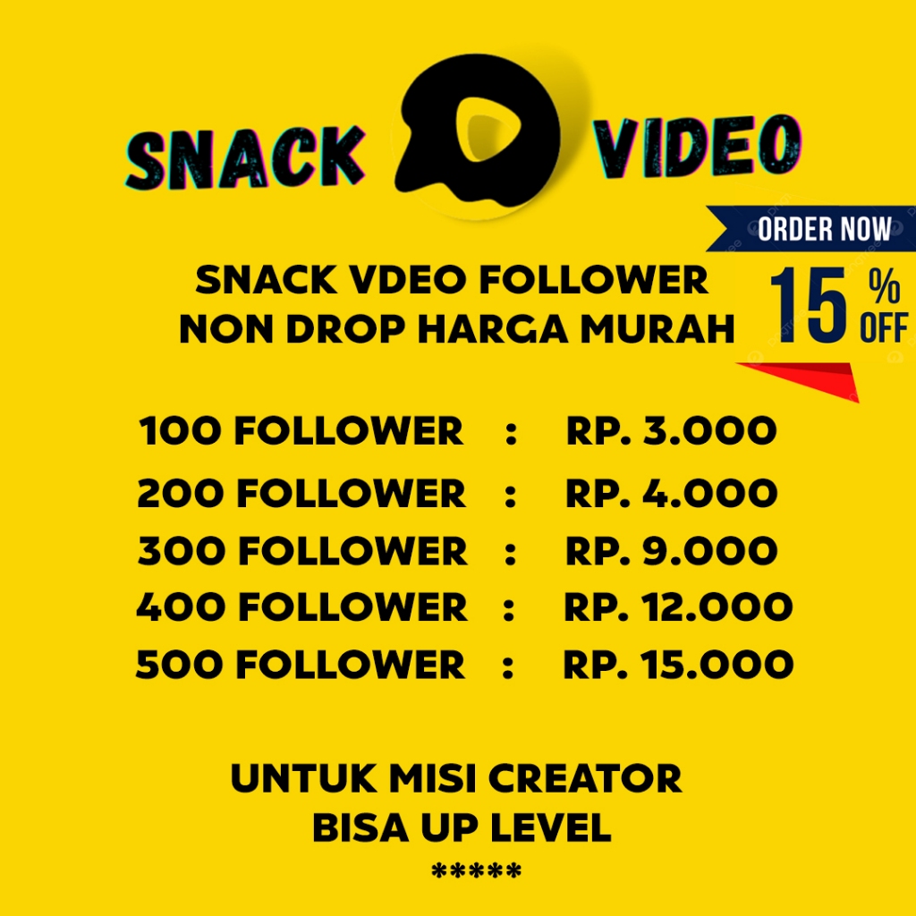 FOLLOWER SNACK VIDEO WORLDWIDE PERMANEN BERGARANSI - TERMURAH