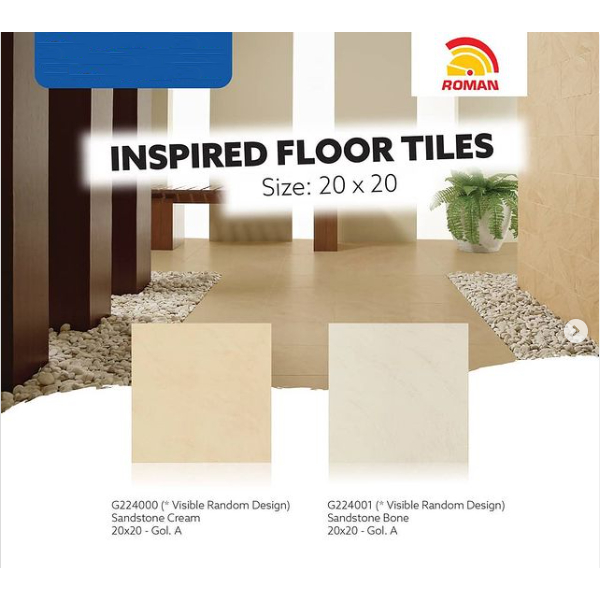RG224000 SANDSTONE CREAM UK.20X20 ROMAN KERAMIK LANTAI