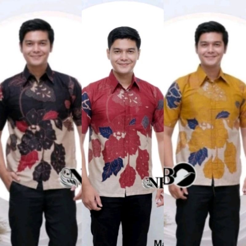 Kemeja Batik Pria Lengan Pendek Motif Bunga Mawar Kemeja Batik Pria Ukuran M L XL XXL
