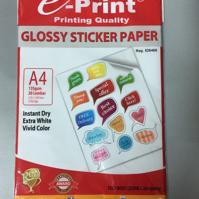 

Kes Sticker 135gsm ePrint Sticker Glossy Paper 135 gsm