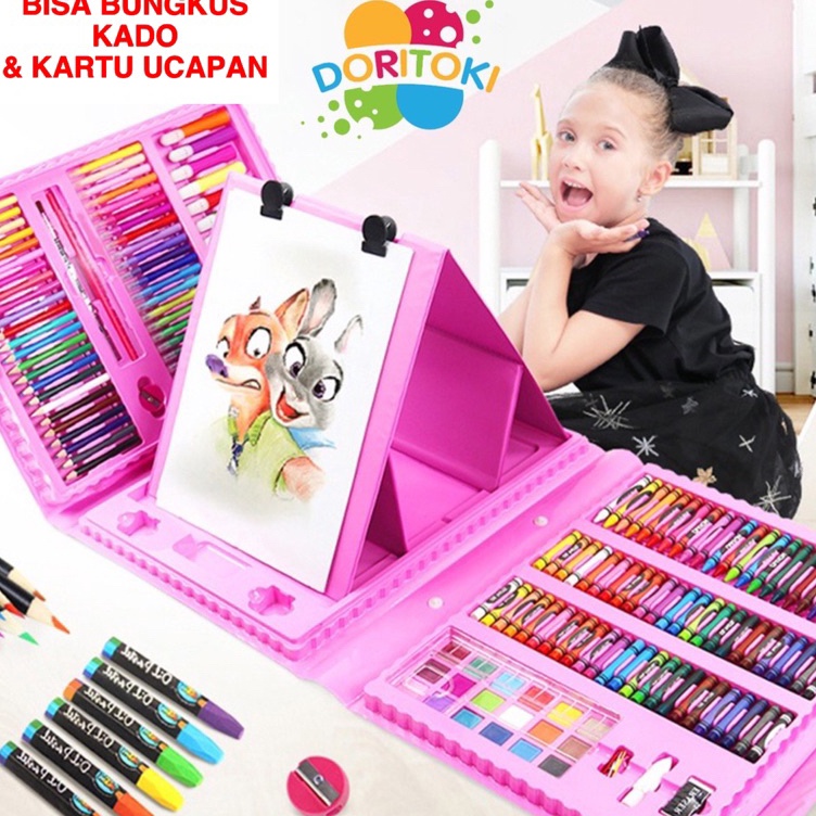 

Stok baru Doritoki 28pcs Crayon Anak Pengasah Set Alat Menggambar Melukis Anakanak Crayon Cat Air Pensil