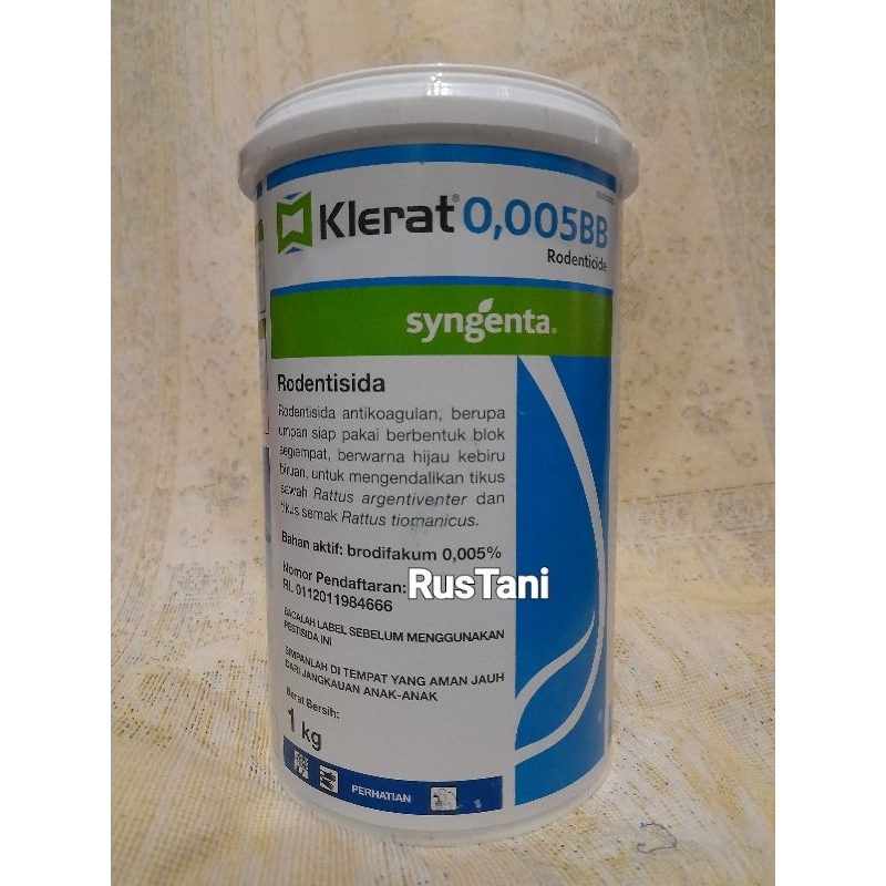 Rodentisida KLERAT 0.005BB 1KG Bahan aktif : Brodifakum 0.005%