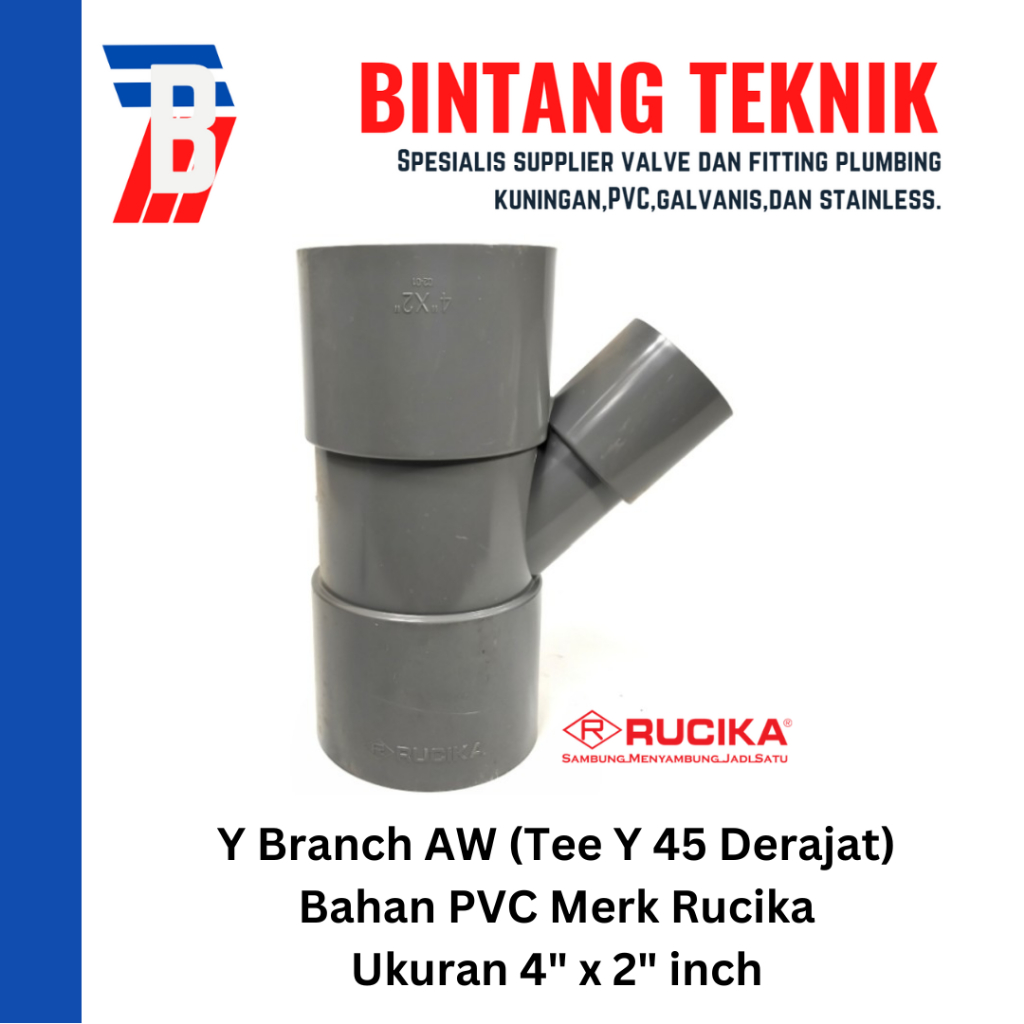 Y Branch 45 AW 4" x 2" PVC Rucika