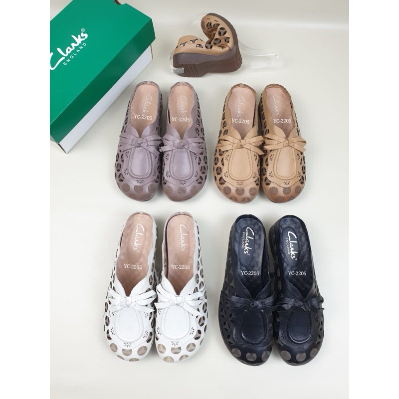 Clarks sendal 2205 kulit asli tinggi 3cm