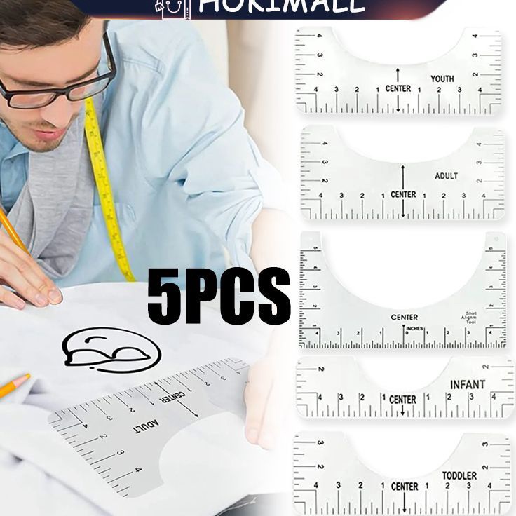 

5PCS Penggaris Pengukur Desain Model Round Neck TShirt Ruler Penggaris Kaos Untuk Sablon Round Neck