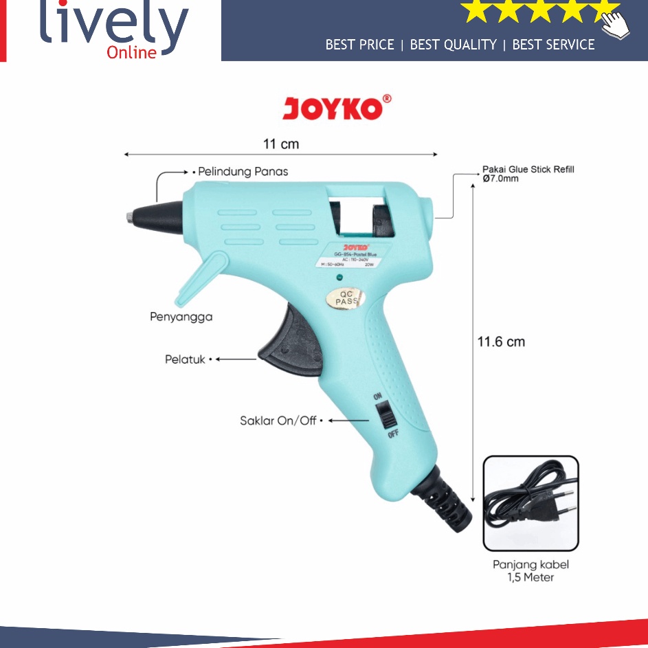 

Glue Lem Tembak Joyko GG854 2 watt Warna Pastel