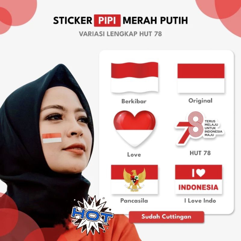 

25pcs / Stiker Pipi Bendera Cutting Ikat Kepala Merah Putih