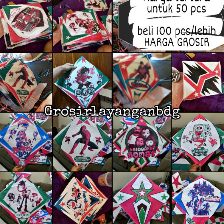 

LAYANGAN SABLON 58 kualitas jabrug kes mambo uk 48 58 ARKU KERAS harga tertera untuk 5 pcs