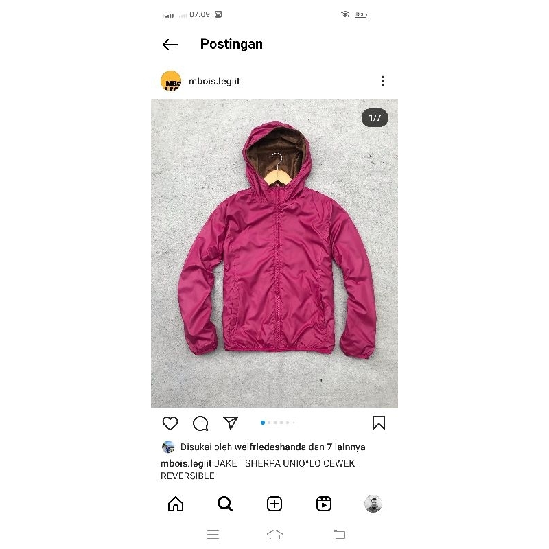 jaket sherpa uniqlo reversibel