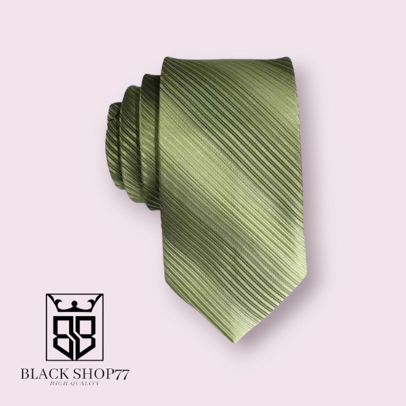Dasi Pria Panjang Garis Timbul Warna Kombinasi Hijau Melon/Olive