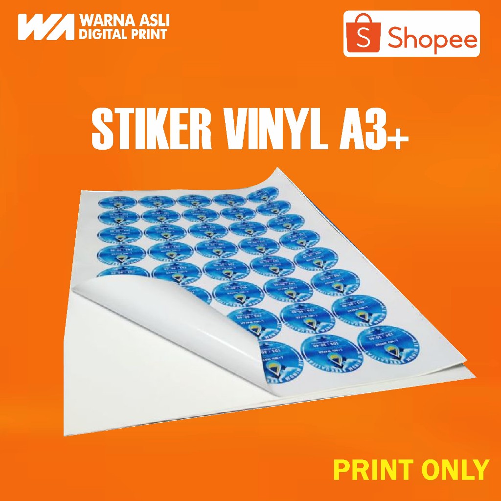 

CETAK STIKER A3+ / CETAK STIKER VINYL A3+ / PRINT STIKER VINYL / PRINT STIKER / STIKER / STICKER