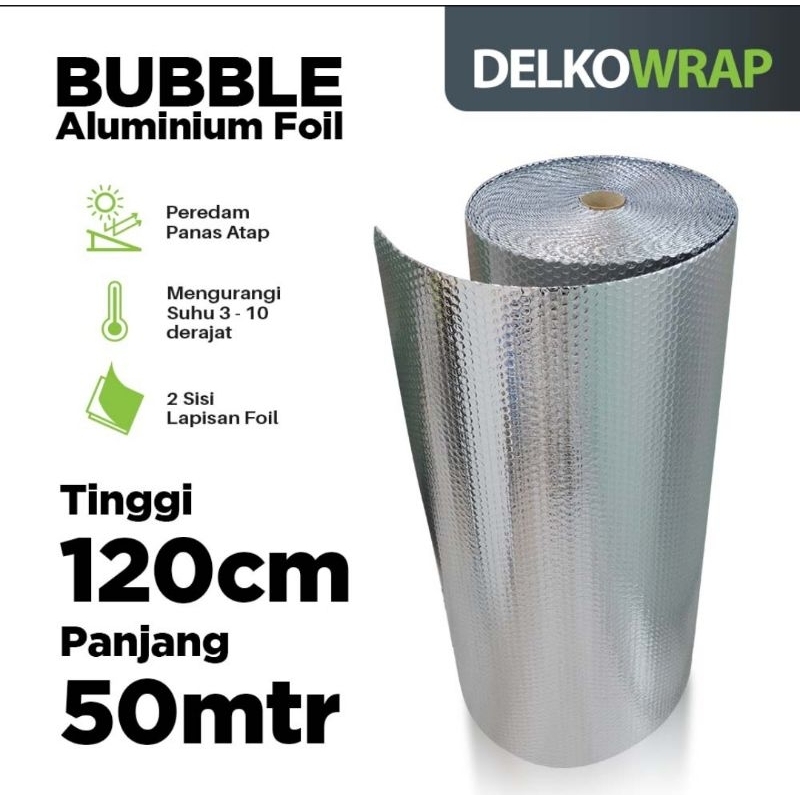 

BUBBLE ALUMINIUM FOIL 120x25 PEREDAM PANAS ATAP ALUMUNIUM INSULATION FOIL 120X50