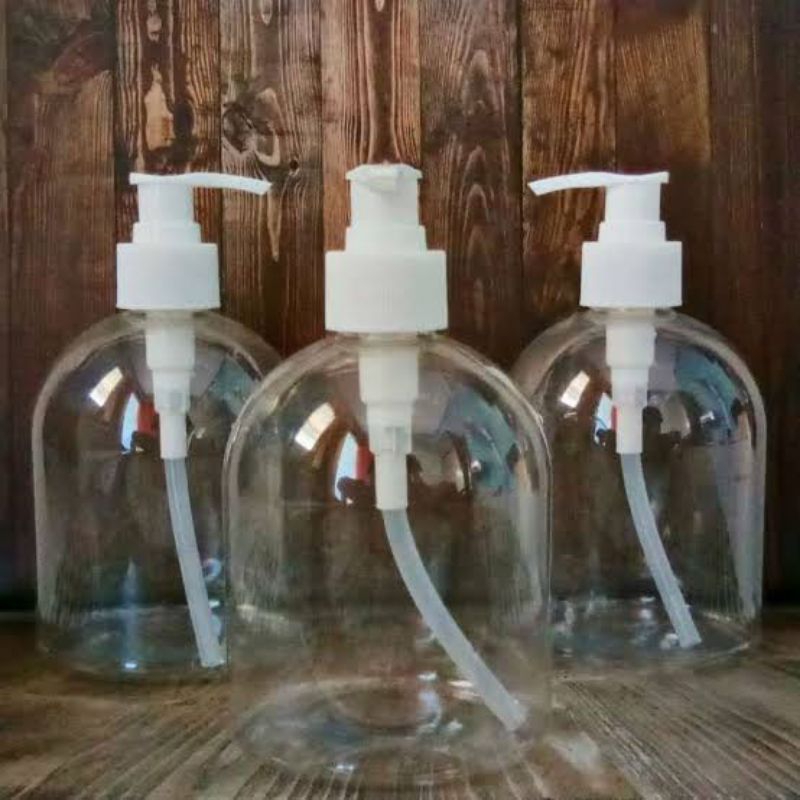 Botol bening 500 ml pump bulat / botol 500 ml pump gentong