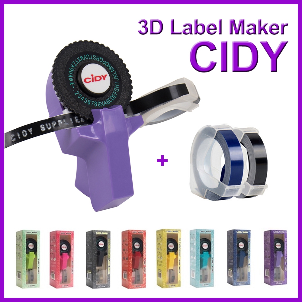 

CIDY C101 Dymo Motex Embossing label maker / Mesin Printer Label Mini 3D Manual Diy Gift 2 volume labels