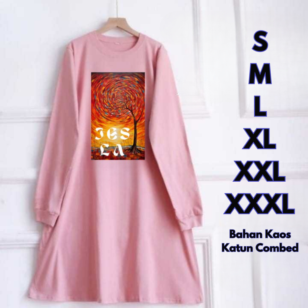 Tunik Wanita Jumbo Sun Tunik BO S M L XL XXL 3XL Kaos Katun Combed Baju Atasan Kaos Oversize Lengan 