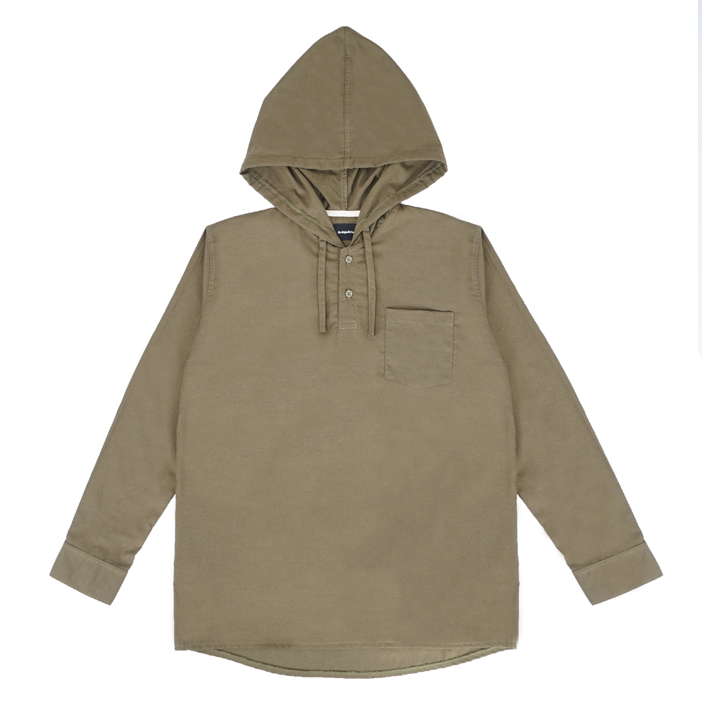 ORAQLE Shirt Kemeja Lengan Panjang Rookie Olive HoodieShirt