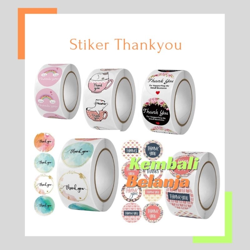 

Stiker Thankyou 1 Roll ( Isi 500 Pcs )/ Stiker Label Makanan/ Stiker Paket/ Stiker Terima Kasih/ Stiker Thanks