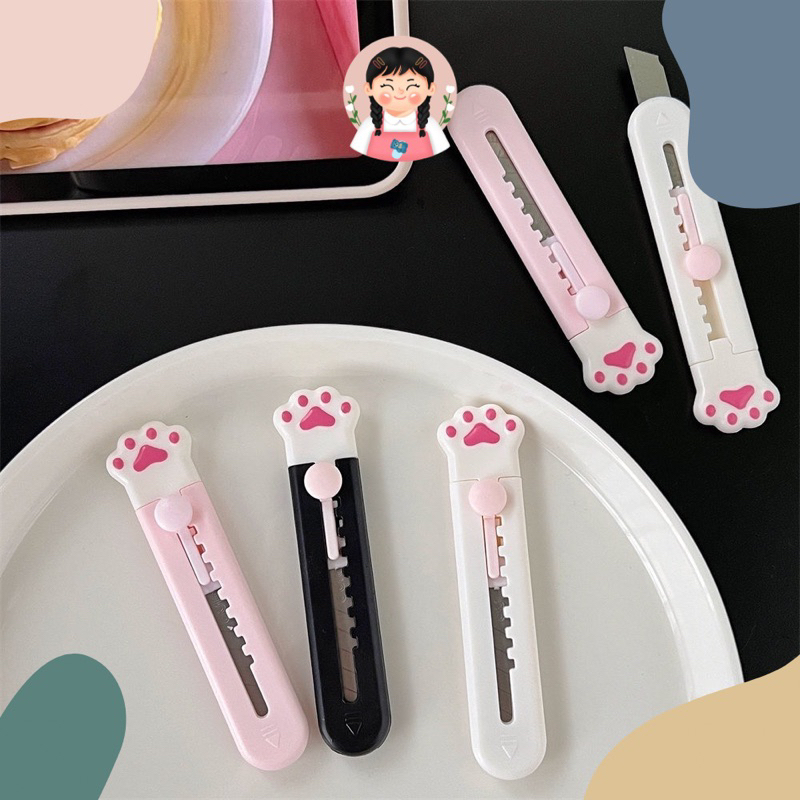 

GIRLSNEEDDBJM - Cutter Mini Portable Karakter Kartun Pisau Pemotong Kertas Model Tapak Hewan Cutter Unboxing Travel Kit Paper Lucu Hand Cutter Paw Mini Serbaguna