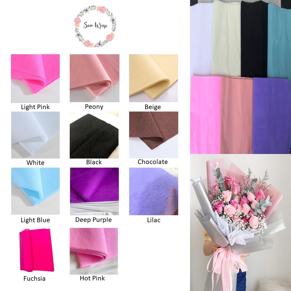 

28 Lembar Kertas Tissue Buket Bunga / Tissue Paper Craft Wraping Florist Supply Korea