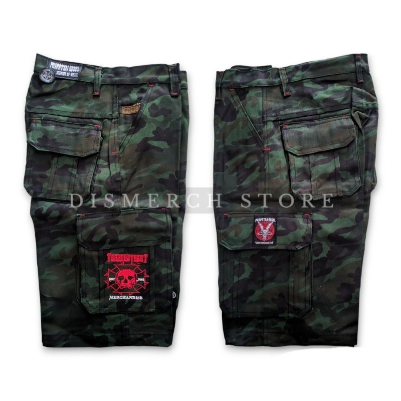 Prapatan Rebel | Celana Pendek Cargo Doreng M (30) Bordir Metal Terror Street