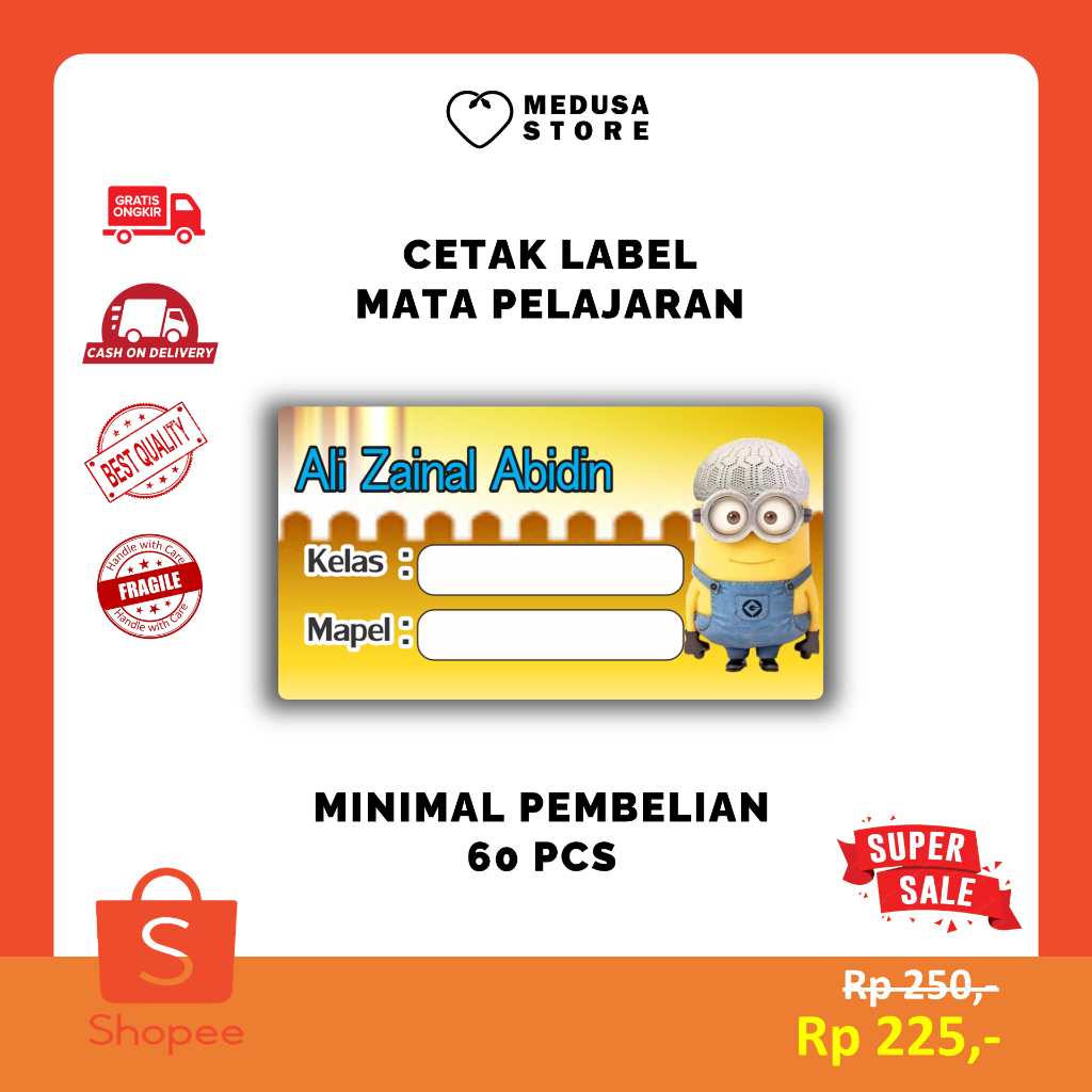 

Cetak Label Stiker Nama Buku Mata Pelajaran Sekolah SD - SMP - SMA - Bisa Custom Nama
