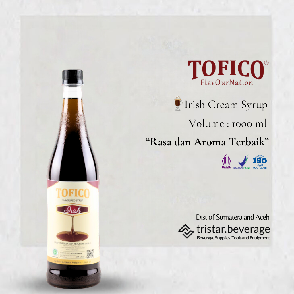 

Tofico Irish Syrup - Sirup Premium Rasa Kopi Moka & Vanilla 1000 ml