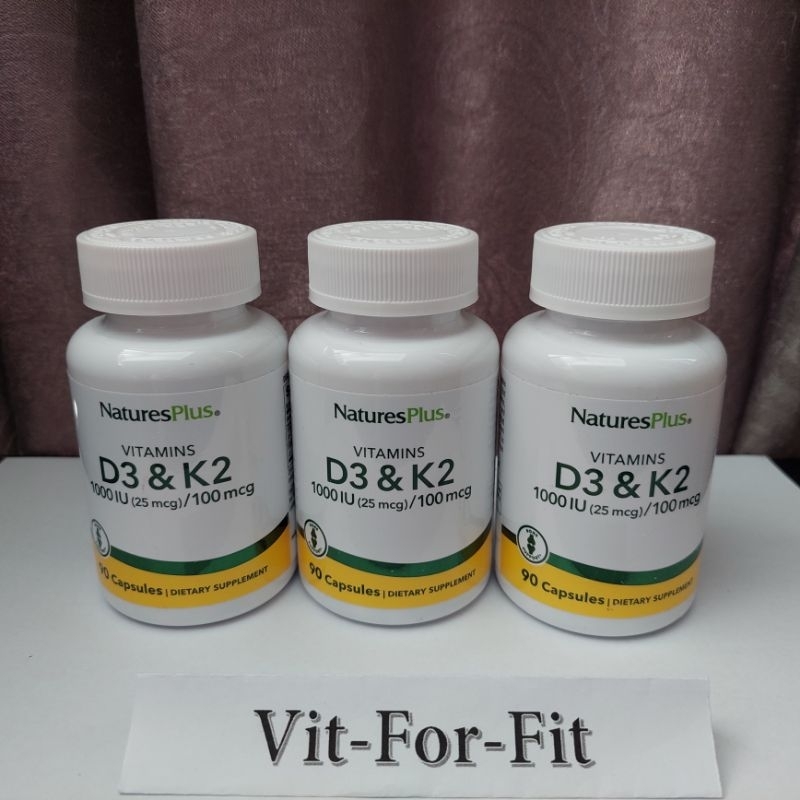 Natures Plus D3 & K2 - 90 capsules || D3 1000 iu & K2 100 mcg NaturesPlus