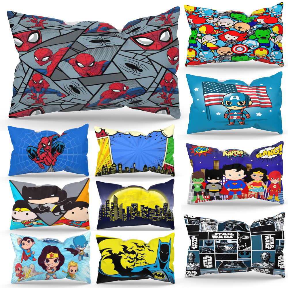 Sarung Bantal Tidur Anak (Sarung) Motif Kartun Ukuran 45x35 cm Motif Superhero by.Shafiyyah sarban