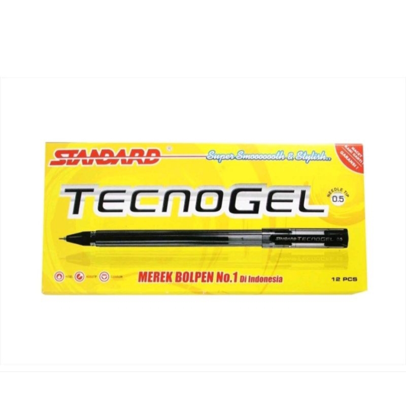 

Pulpen Standar TECNOGEL 0.5 mm - HITAM 0.5 Per Pack 12pcs