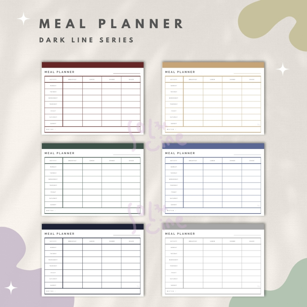 

Meal Planner / Wall Planner - Dark Line Series