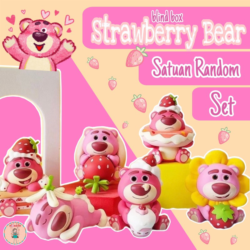 Mainan Anak Figure Blind Box Karakter Lotso/Figure Lotso Blind Box/Action Figure Strawberry Bear/Set