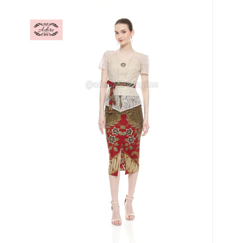 Adore Setelan Kebaya Batik Cream Maroon