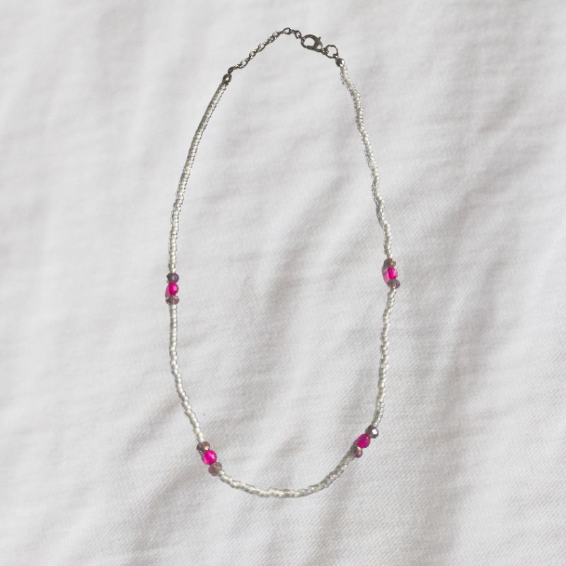 Pinkish Crystal Beaded Choker / Beads Choker / Kalung Manik