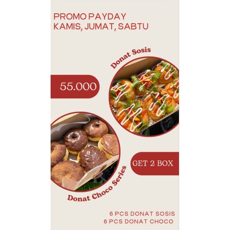 

(PO sehari)donat paket sosis + choco series(grab/gojek only)