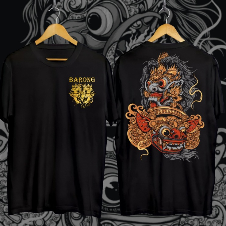 Kaos Barong Bali Jawa  Tshirt Java Aksara Distro Pria Wanita Lengan Pendek Hitam