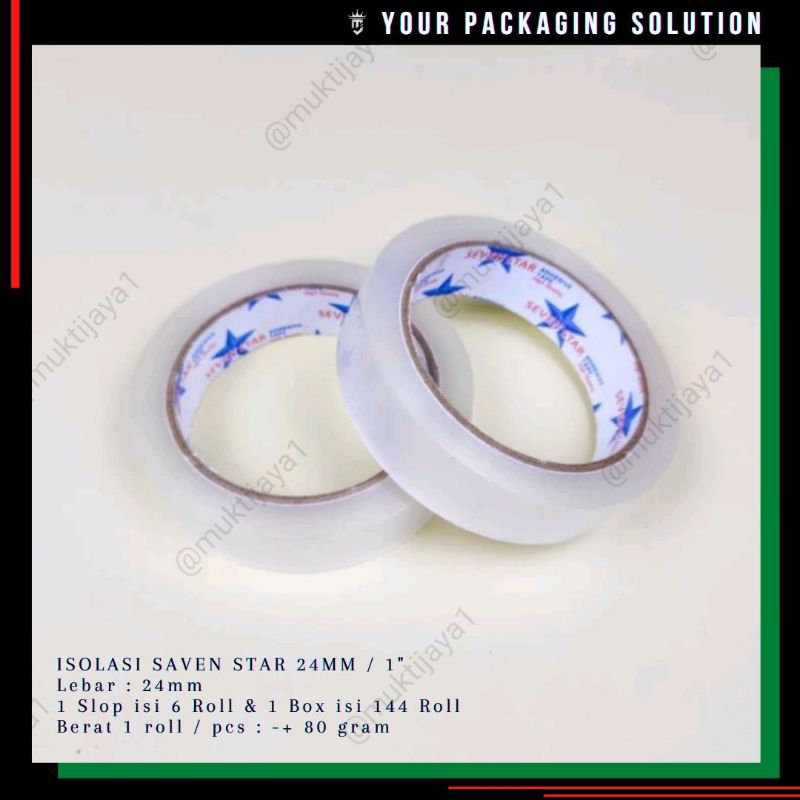 ISOLASI 1" (24MM) • LAKBAN ISOLASI SEVEN STAR / STAR TAPE