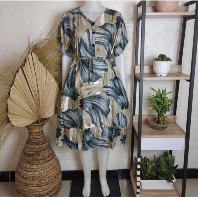 Daster Bali Kancing Busui Rufle Tali/Dress Homey BUSUI FRIENDLY Wanita/ Dress Mahalini Pendek