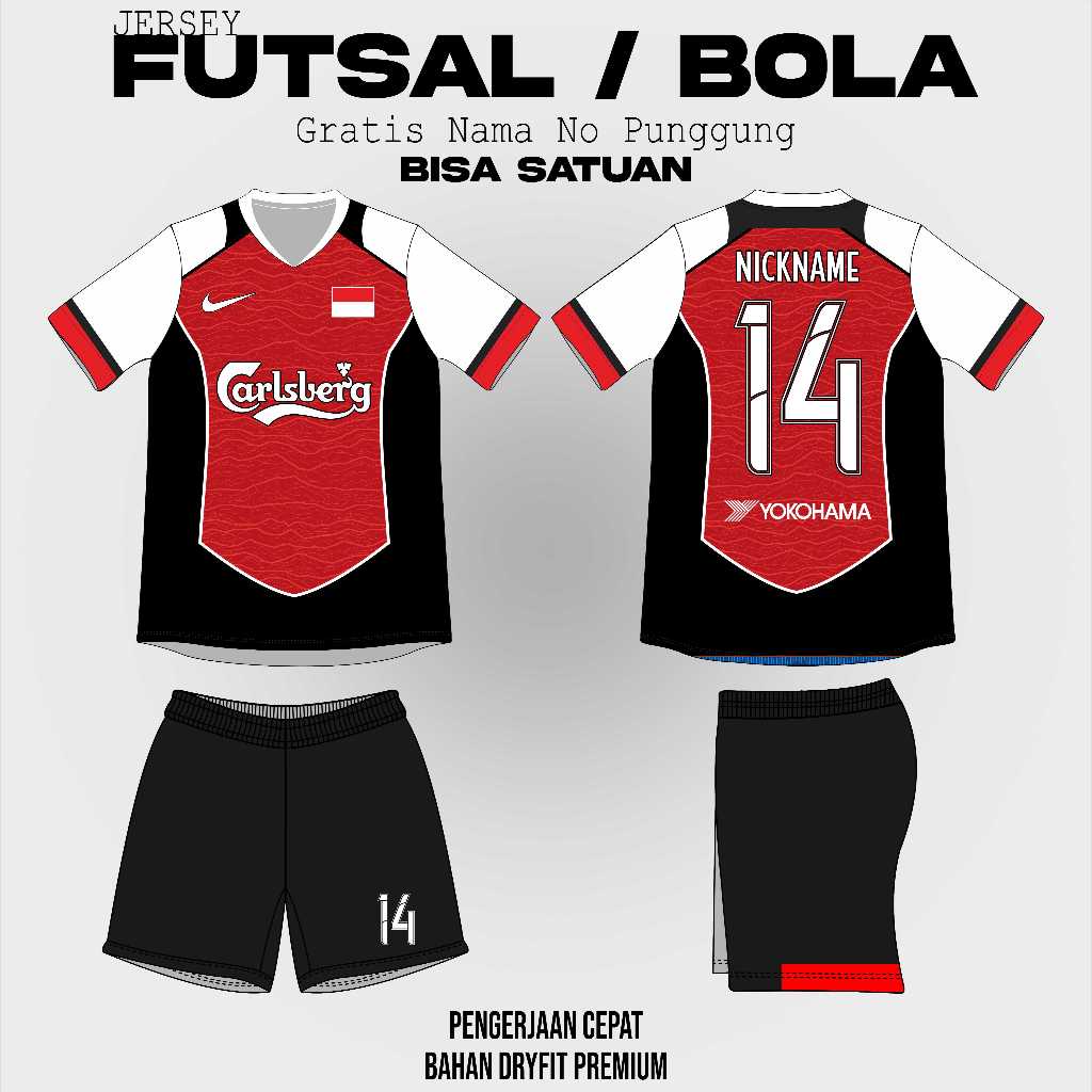 JERSEY SEPAK BOLA / FUTSAL GRATIS NAMA, TEAM, NO , LOGO DAN DESAIN (KUM)