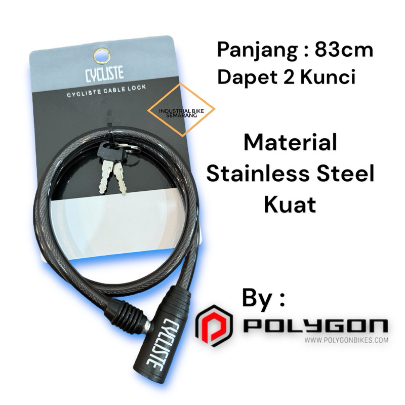 gembok cycliste sepeda security lock ammo polygon . kunci gembok pengaman spiral sepeda seling besi 