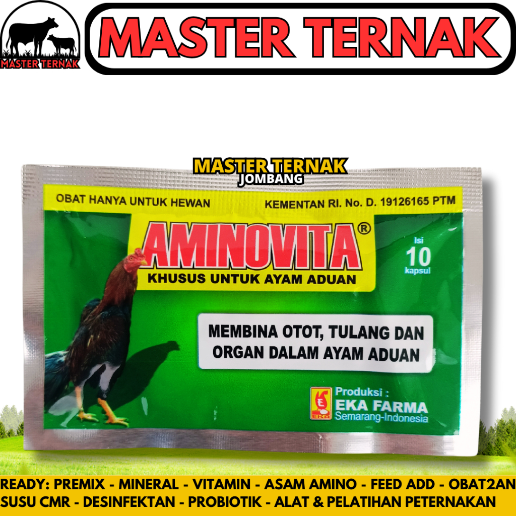 AMINOVITA 10 Kapsul - Obat Ayam Aduan Penguat Otot Tulang & Meningkatkan Kesehatan Ayam Petarung