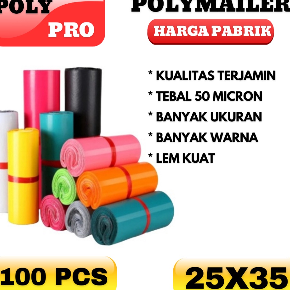 

Diskon Murah Plastik Packing 25x35 Polymailer Warna LDPE Glossy isi 1pcs