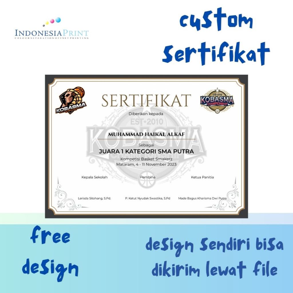 

CETAK SERTIFIKAT BISA CUSTOM FREE DESIGN MATARAM LOMBOK