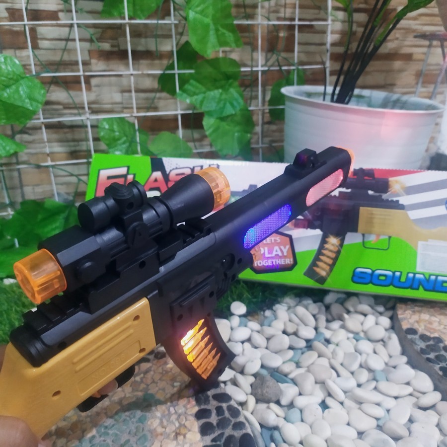 Mainan tembakan AKM LED flashgun - mainan pistol led anak edukatif