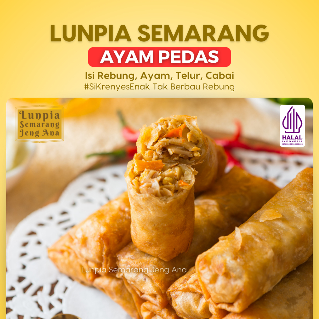 

Lunpia Semarang Jeng Ana Rasa Ayam Pedas Lumpia Enak Tak Berbau Rebung HALAL Jakarta (Harga Satuan)