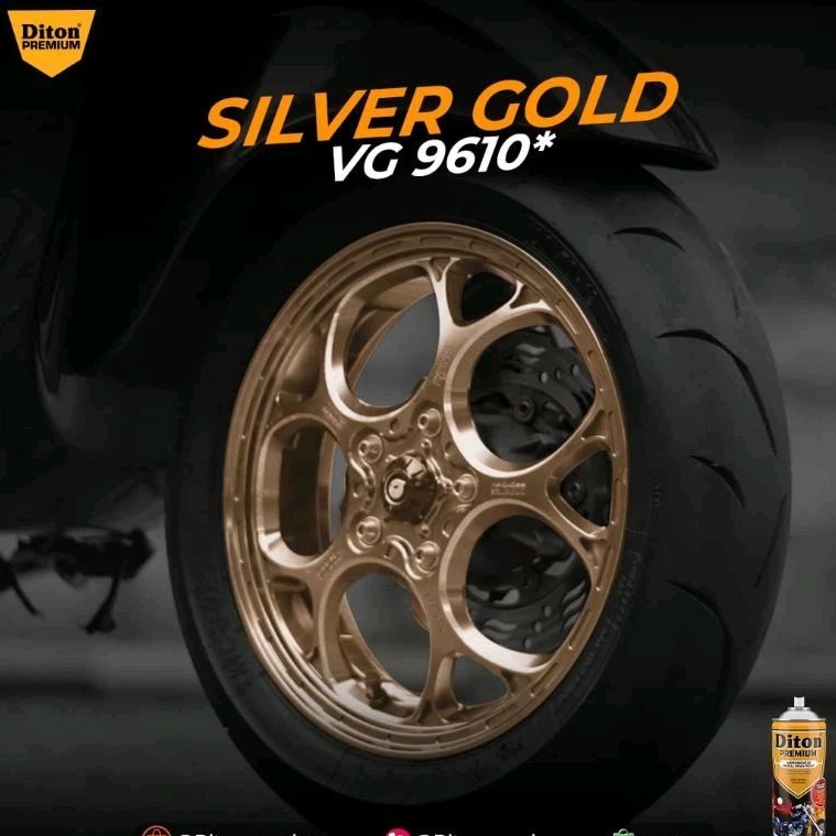Pilok Silver Gold VG 9610* Paket Glossy Diton Premium 3Klg Cat Semprot Sepeda Motor Mobil Velg Helm Rangka