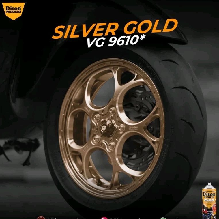 Pilok Silver Gold VG 9610* Paket Glossy Diton Premium 3Klg Cat Semprot Sepeda Motor Mobil Velg Helm 