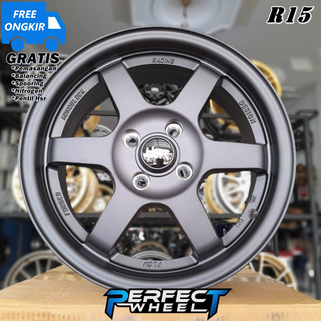Velg TE37 Hsr Tokyo Ring 15 Gun Metal Velg Racing Untuk Agya Brio Fiesta March
