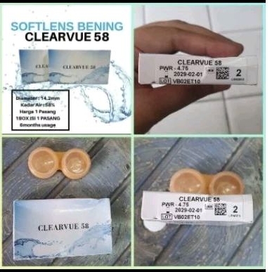 Soflen Clear VUE 58 Minus 4,75 Barang Baru Masih Segel Masa Expayed 01-02-2029 Soflens Minus Transpa